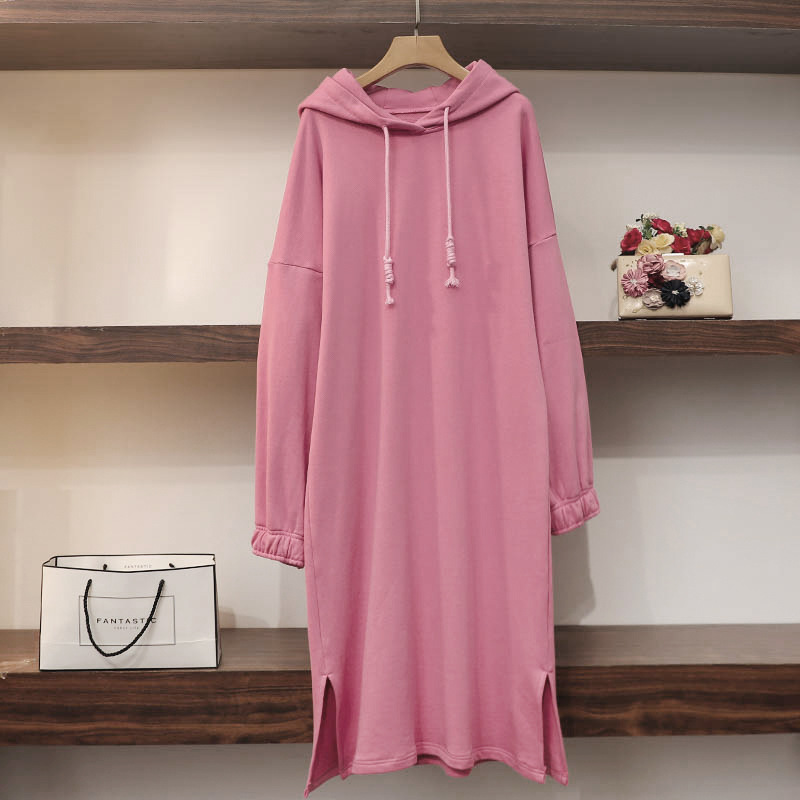Pink Long Hooded Sweater Dress | Sweatshirt Manufacturers